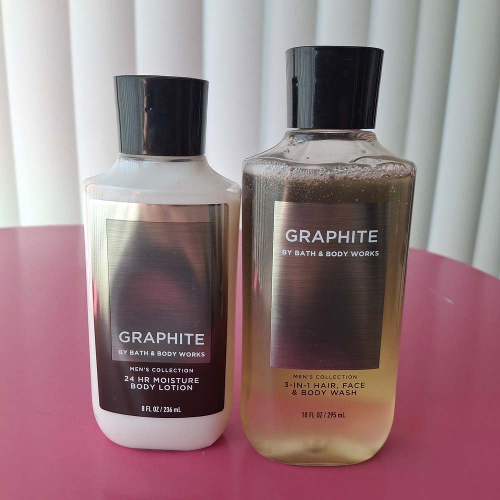 Bath & Body Works GRAPHITE 3 in 1 Body Wash & Lotion Set of 2